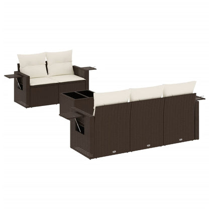 Set Divano da Giardino 6 pz con Cuscini Marrone in Polyrattan - homemem39