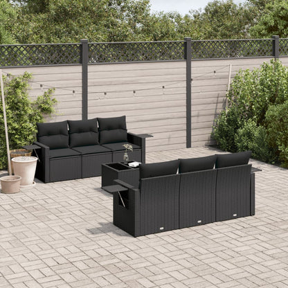 Set Divani da Giardino con Cuscini 7pz Nero Polyrattan - homemem39