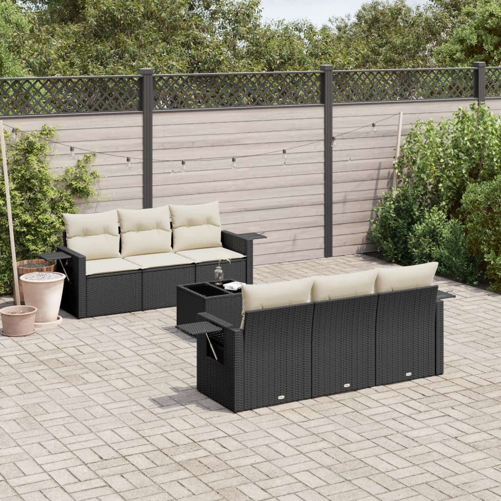 Set Divani da Giardino con Cuscini 7pz Nero Polyrattan - homemem39