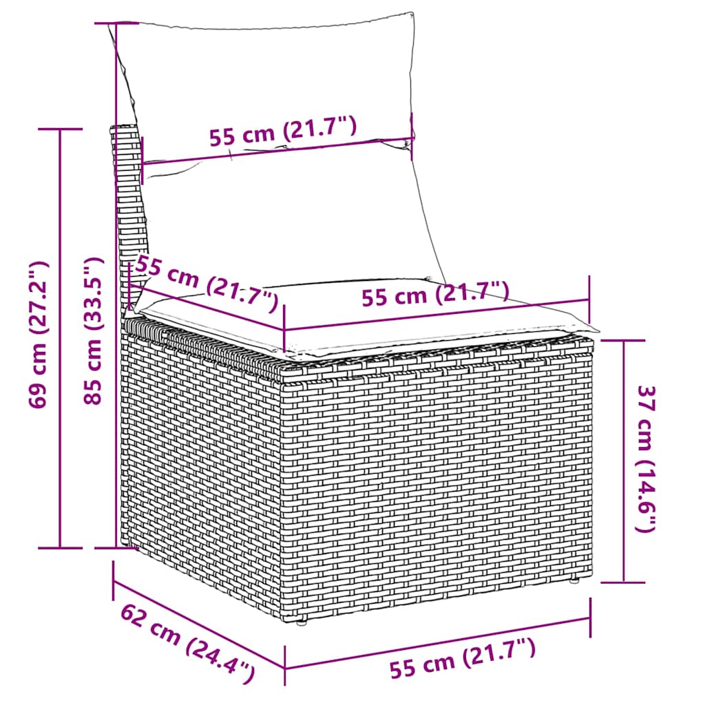 Set Divani da Giardino 7pz con Cuscini Grigio Chiaro Polyrattan
