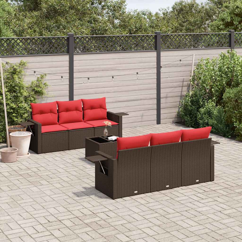 Set Divani da Giardino 7 pz con Cuscini in Polyrattan