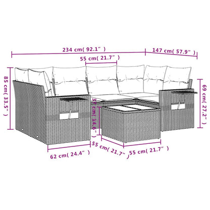 Set Divani da Giardino con Cuscini 7pz Nero Polyrattan | homemem39