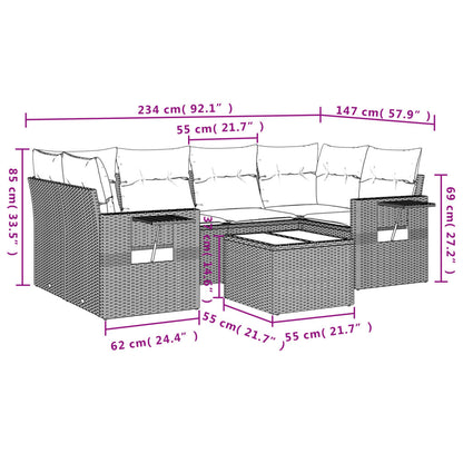 Set Divani da Giardino con Cuscini 7pz Nero Polyrattan | homemem39