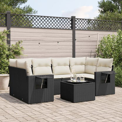 Set Divani da Giardino con Cuscini 7pz Nero Polyrattan - homemem39