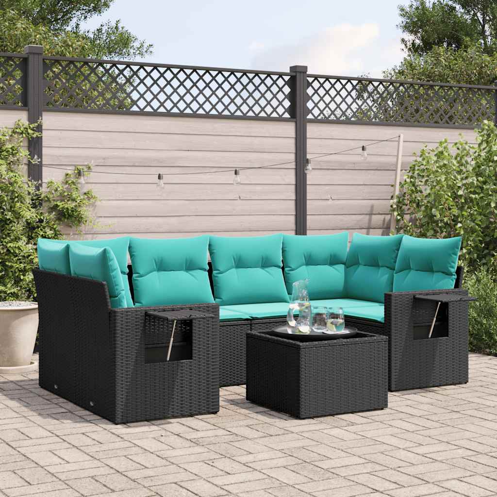 Set Divani da Giardino 7 pz con Cuscini in Polyrattan