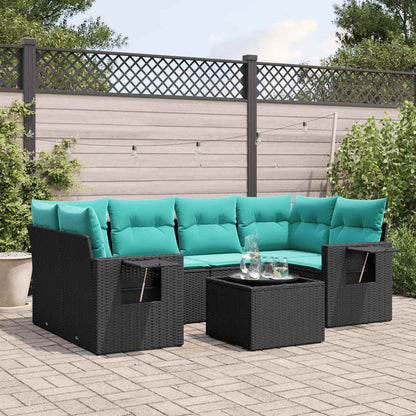 Set Divani da Giardino 7 pz con Cuscini in Polyrattan