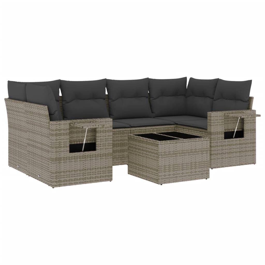 Set Divani da Giardino 7 pz con Cuscini Grigio in Polyrattan - homemem39