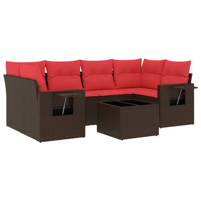 Set Divani da Giardino 7 pz con Cuscini in Polyrattan