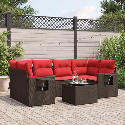 Set Divani da Giardino 7 pz con Cuscini in Polyrattan