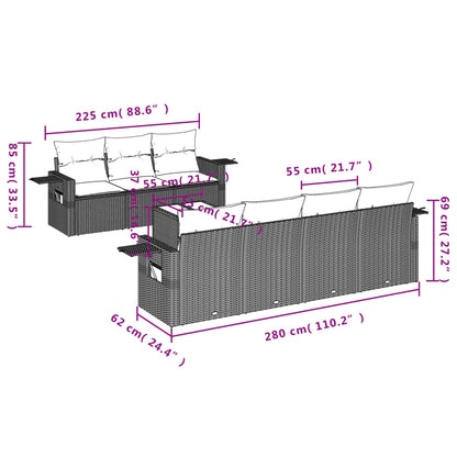 Set Divani da Giardino con Cuscini 8 pz Nero in Polyrattan | homemem39