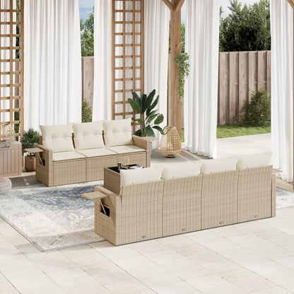 Set Divano da Giardino 8 pz con Cuscini Beige in Polyrattan - homemem39