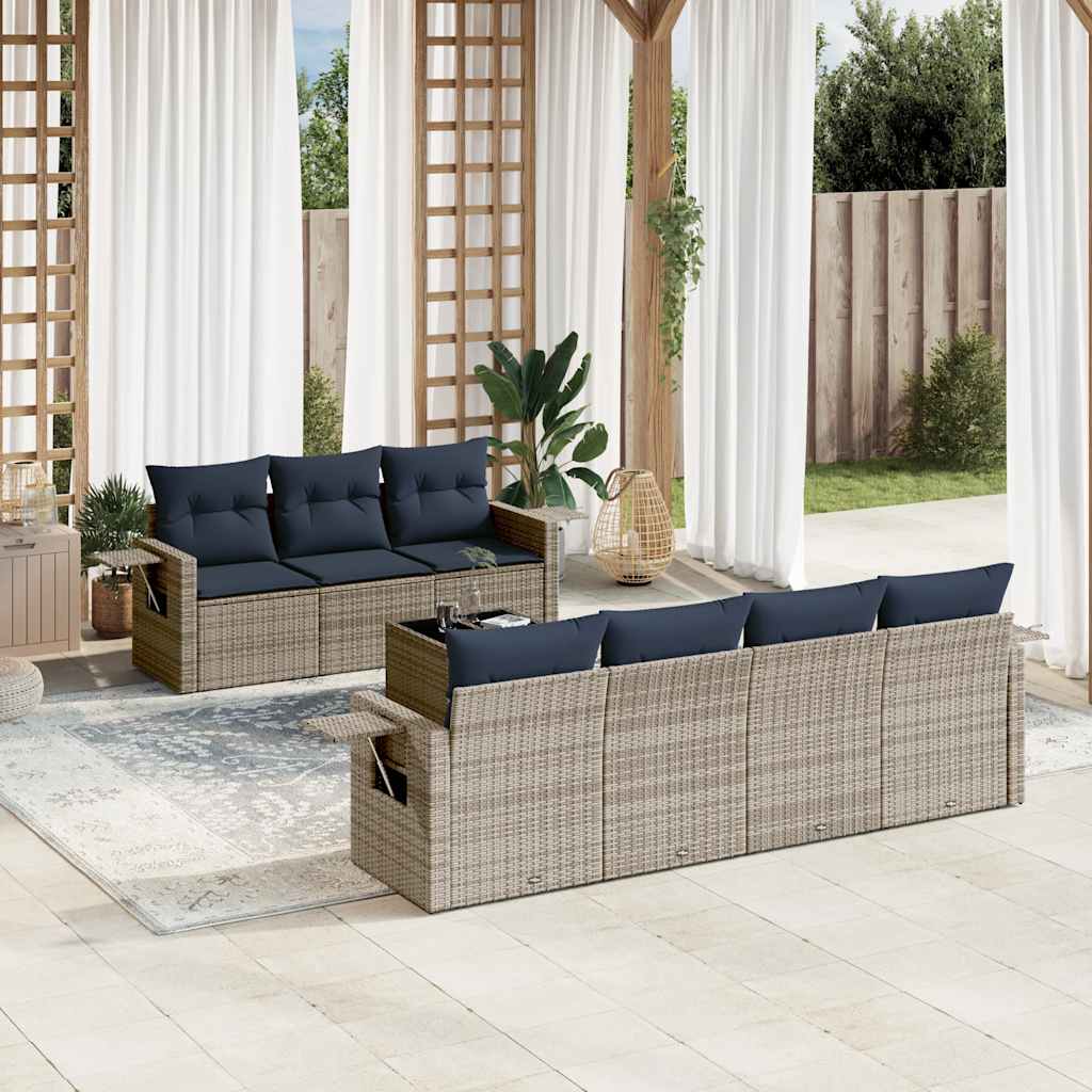 Set Divani da Giardino 8 pz con Cuscini in Polyrattan