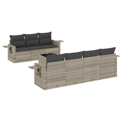 Set Divano da Giardino 8pz con Cuscini Grigio Chiaro Polyrattan - homemem39