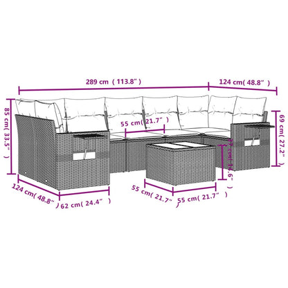 Set Divani da Giardino con Cuscini 8 pz Nero in Polyrattan | homemem39