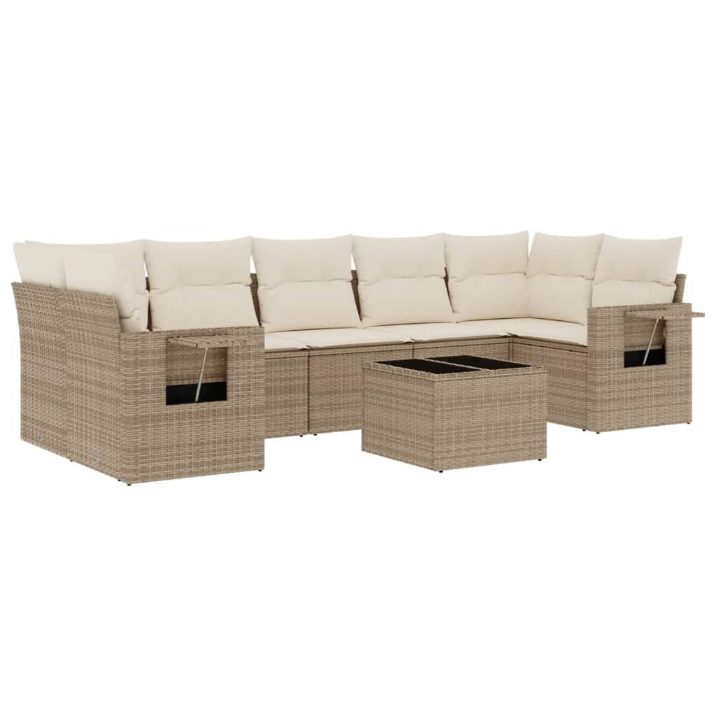 Set Divano da Giardino 8 pz con Cuscini Beige in Polyrattan - homemem39
