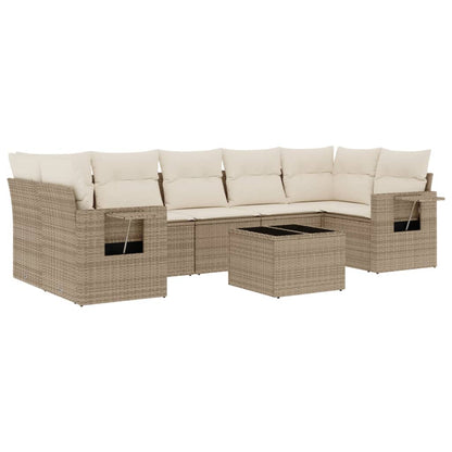 Set Divano da Giardino 8 pz con Cuscini Beige in Polyrattan - homemem39