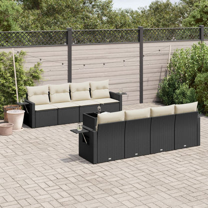 Set Divani da Giardino 9 pz con Cuscini Nero in Polyrattan - homemem39