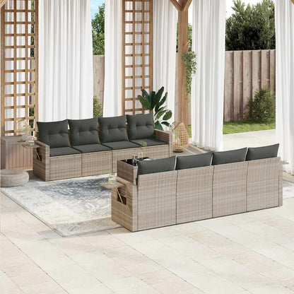 Set Divano da Giardino 9pz con Cuscini Grigio Chiaro Polyrattan - homemem39