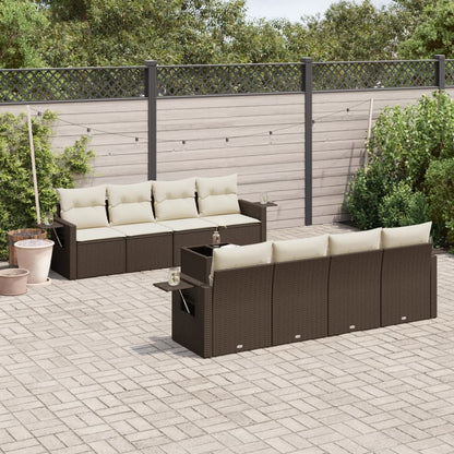 Set Divani da Giardino 9pz con Cuscini Marrone in Polyrattan - homemem39
