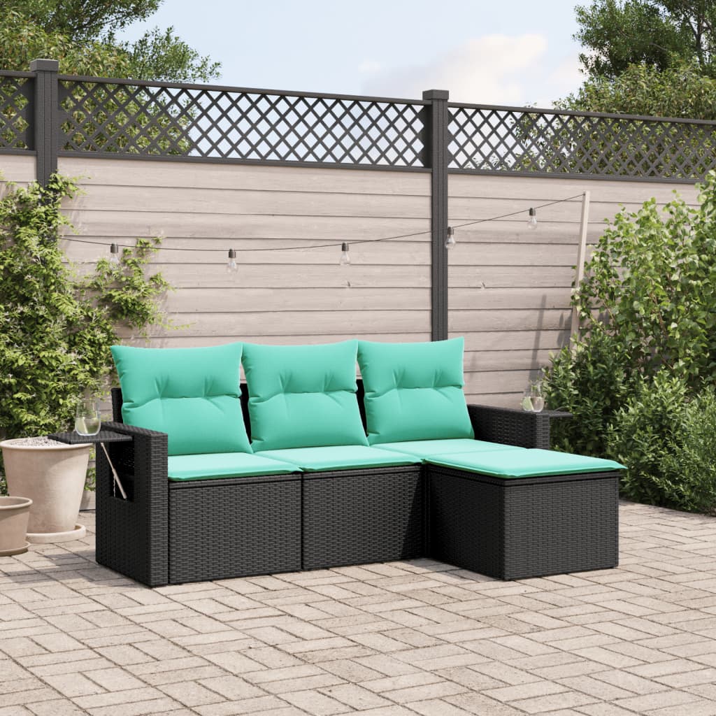 Set Divani da Giardino 4 pz con Cuscini in Polyrattan
