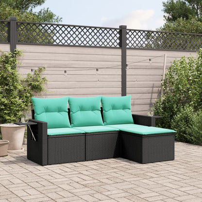 Set Divani da Giardino 4 pz con Cuscini in Polyrattan