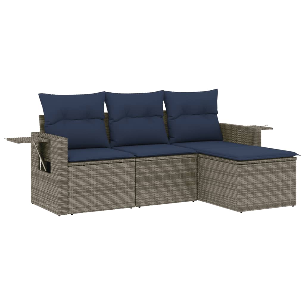 Set Divani da Giardino 4 pz con Cuscini in Polyrattan