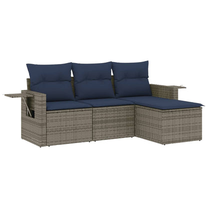 Set Divani da Giardino 4 pz con Cuscini in Polyrattan