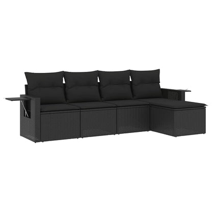 Set Divani da Giardino 5 pz con Cuscini in Polyrattan Nero | homemem39