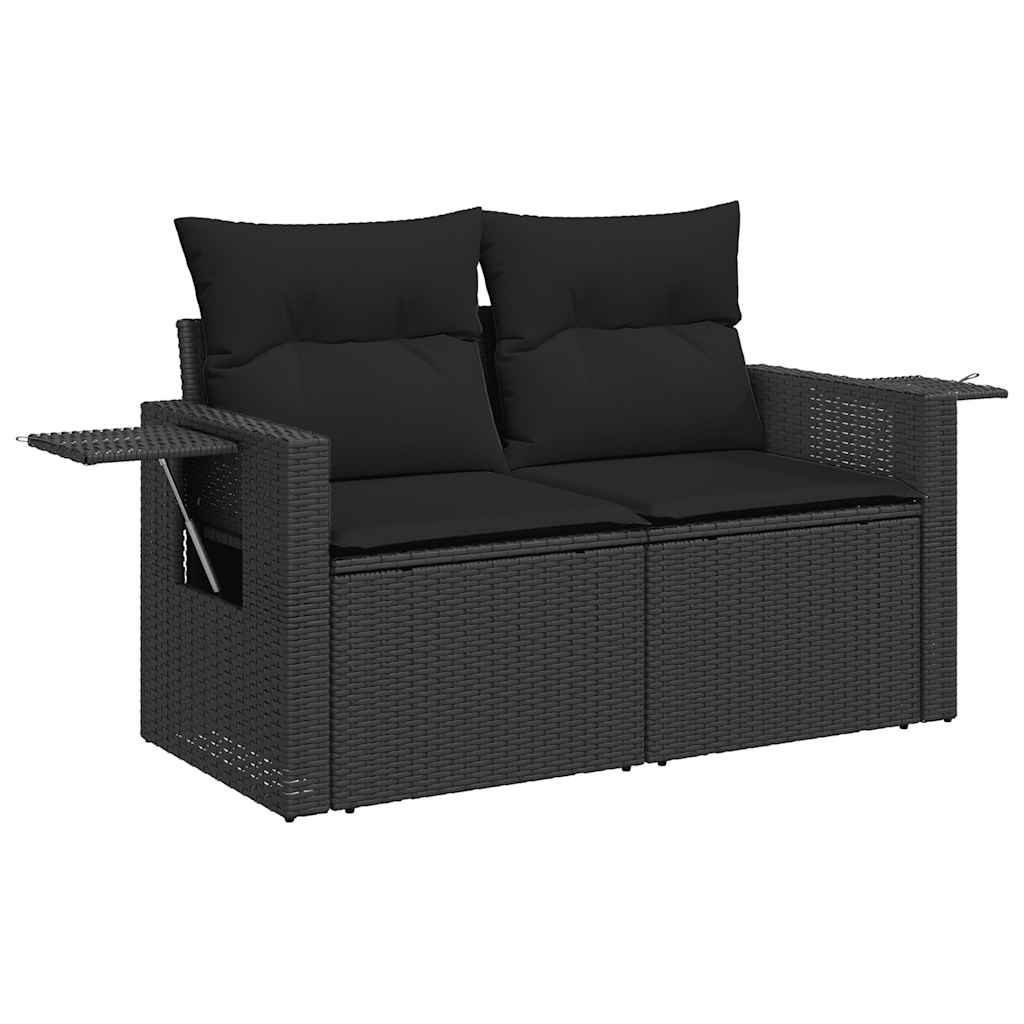 Set Divani da Giardino 5 pz con Cuscini in Polyrattan Nero | homemem39