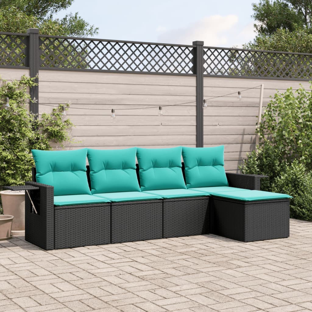 Set Divani da Giardino 5 pz con Cuscini in Polyrattan