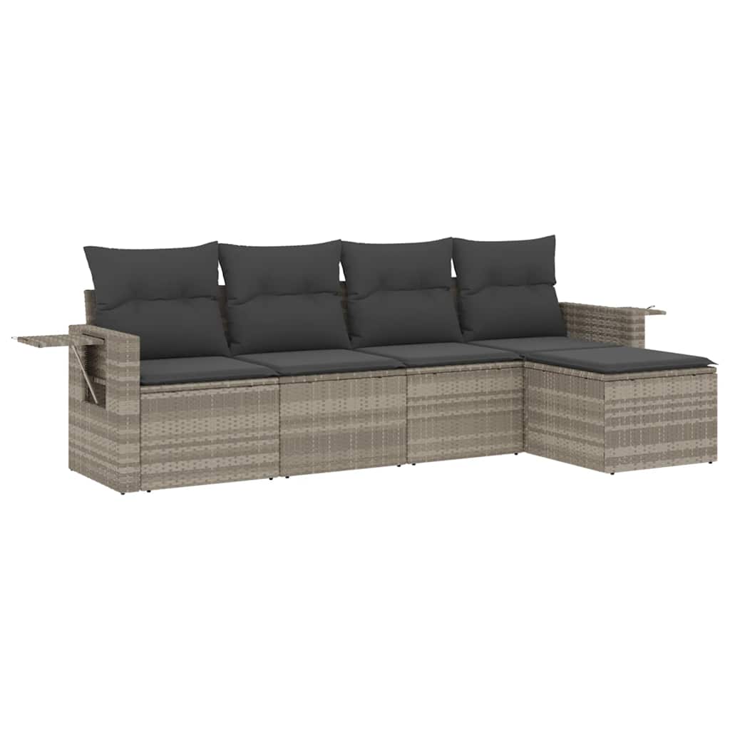 Set Divano da Giardino 5pz con Cuscini Polyrattan