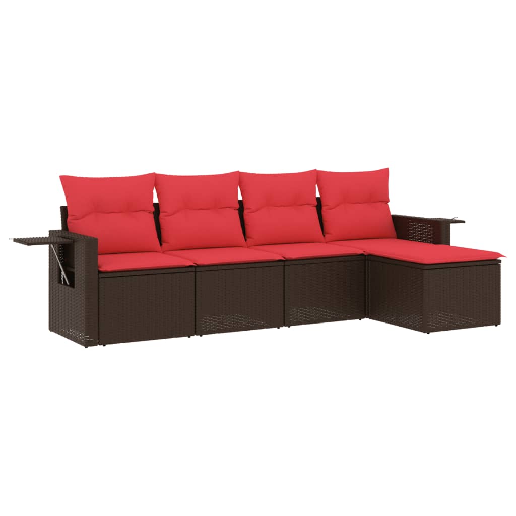 Set Divani da Giardino 5 pz con Cuscini in Polyrattan