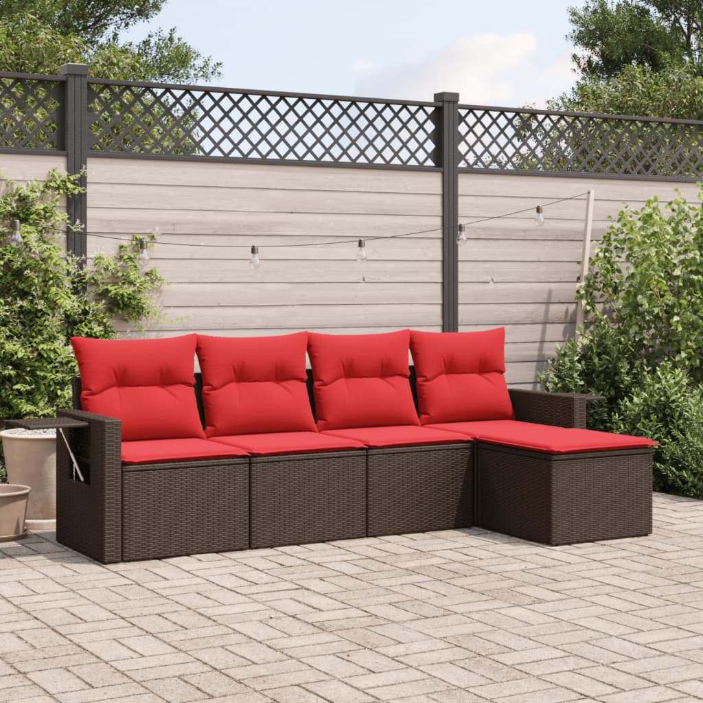 Set Divani da Giardino 5 pz con Cuscini in Polyrattan
