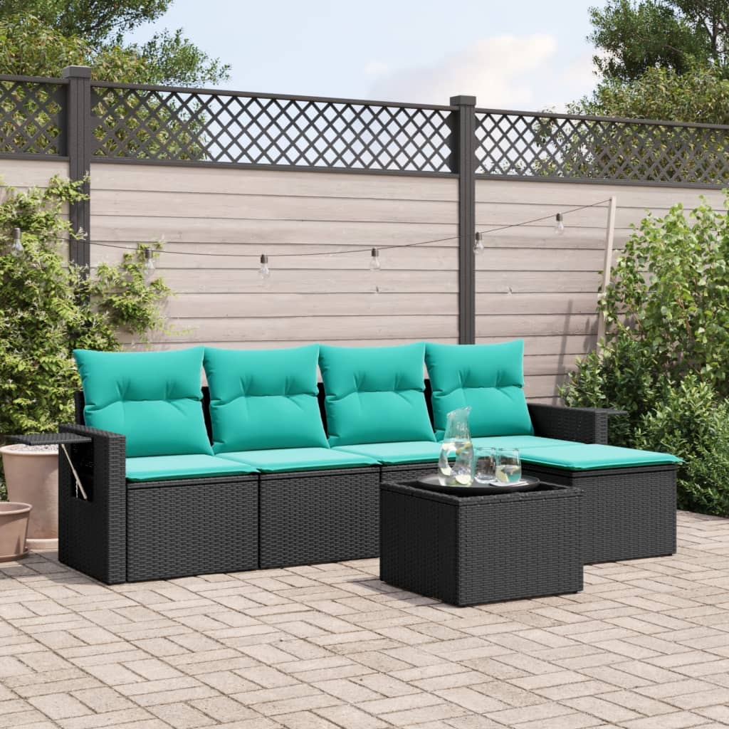 Set Divani da Giardino 6 pz con Cuscini in Polyrattan