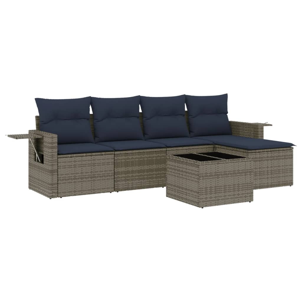 Set Divani da Giardino 6 pz con Cuscini in Polyrattan