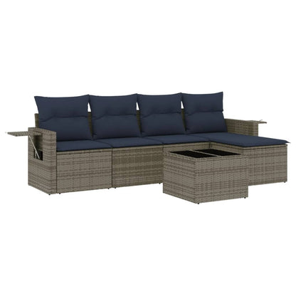 Set Divani da Giardino 6 pz con Cuscini in Polyrattan