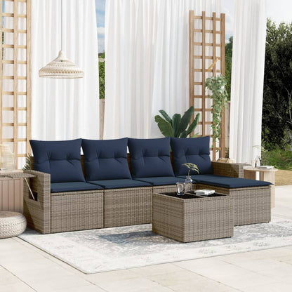 Set Divani da Giardino 6 pz con Cuscini in Polyrattan