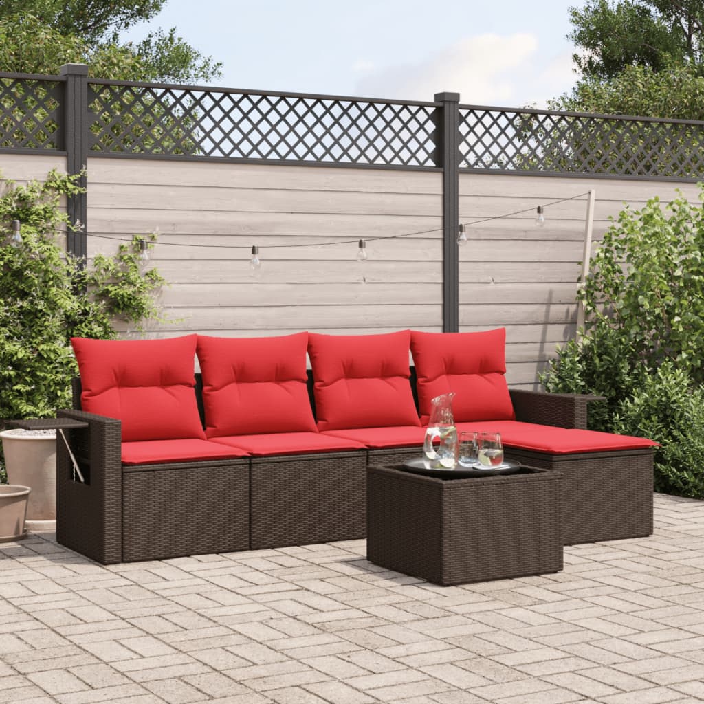 Set Divani da Giardino 6 pz con Cuscini in Polyrattan