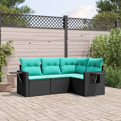 Set Divani da Giardino 4 pz con Cuscini in Polyrattan