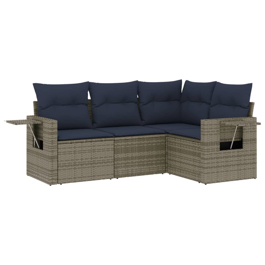 Set Divani da Giardino 4 pz con Cuscini in Polyrattan