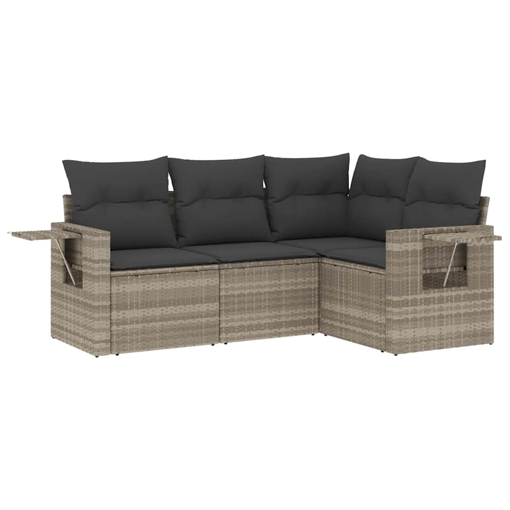 Set Divano da Giardino 4pz con Cuscini Grigio Chiaro Polyrattan - homemem39
