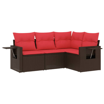 Set Divani da Giardino 4 pz con Cuscini in Polyrattan