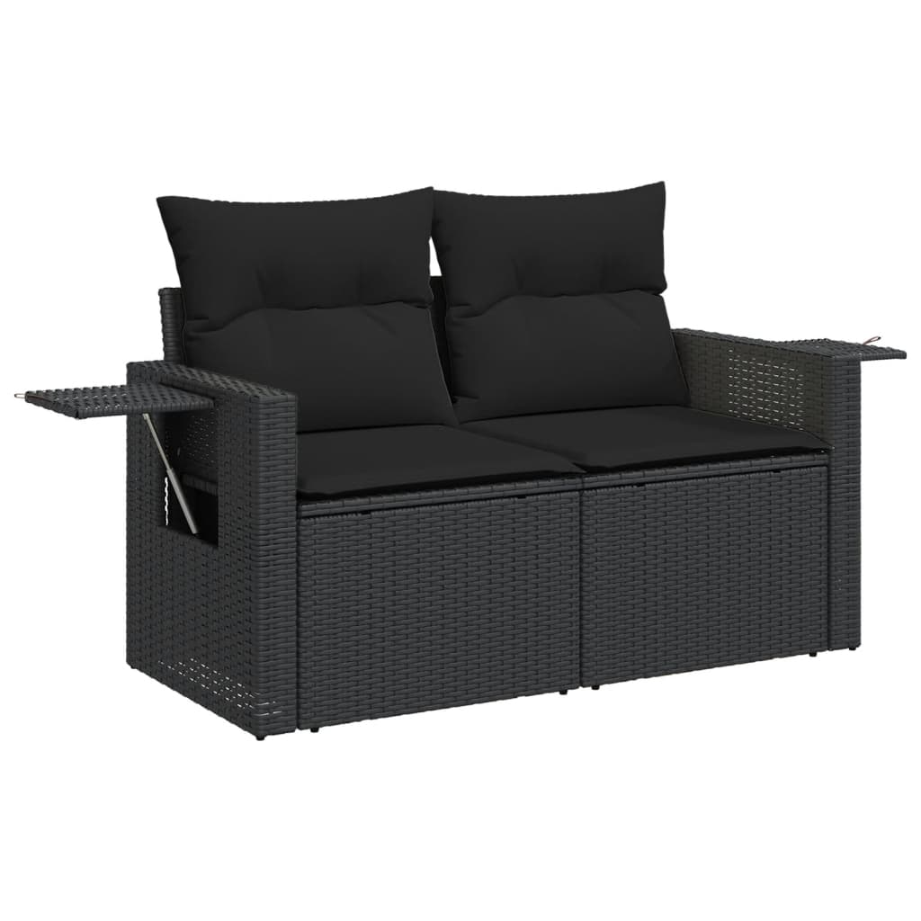 Set Divani da Giardino 5 pz con Cuscini in Polyrattan Nero | homemem39