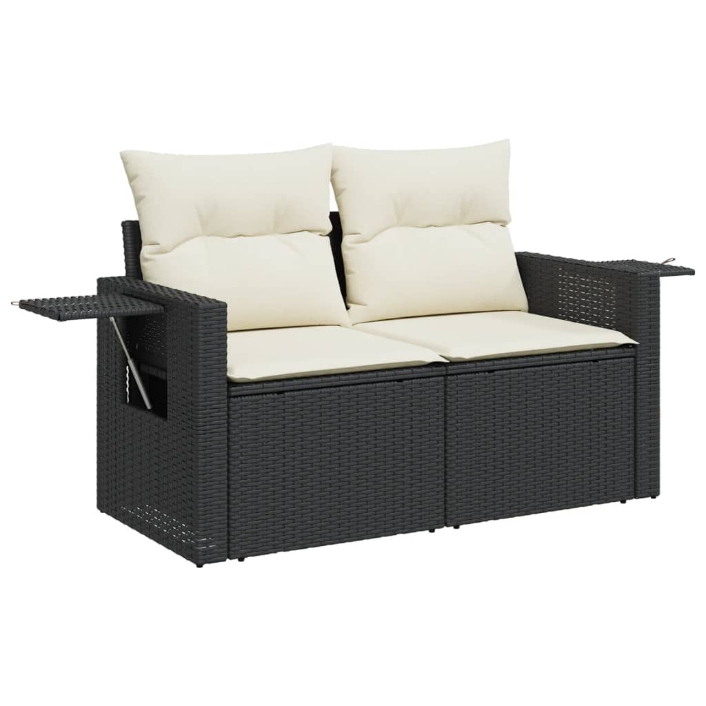 Set Divani da Giardino 5 pz con Cuscini in Polyrattan Nero | homemem39