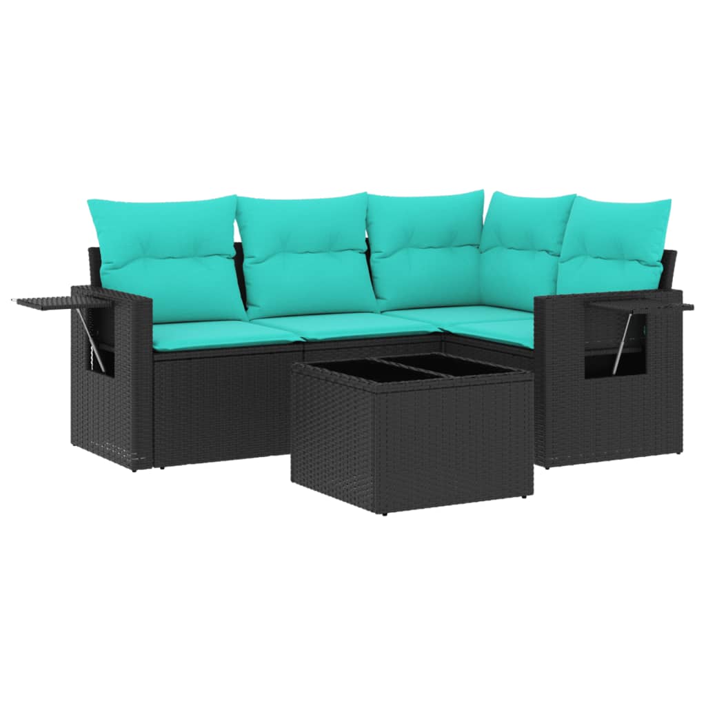 Set Divani da Giardino 5 pz con Cuscini in Polyrattan