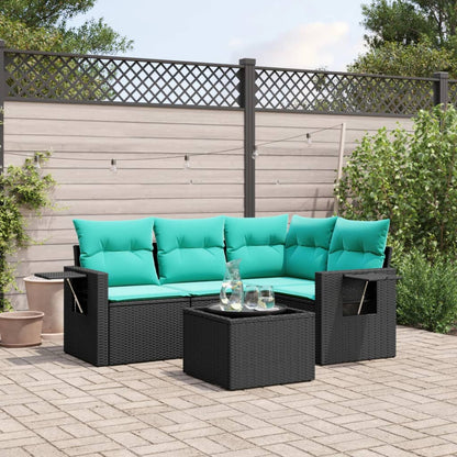 Set Divani da Giardino 5 pz con Cuscini in Polyrattan
