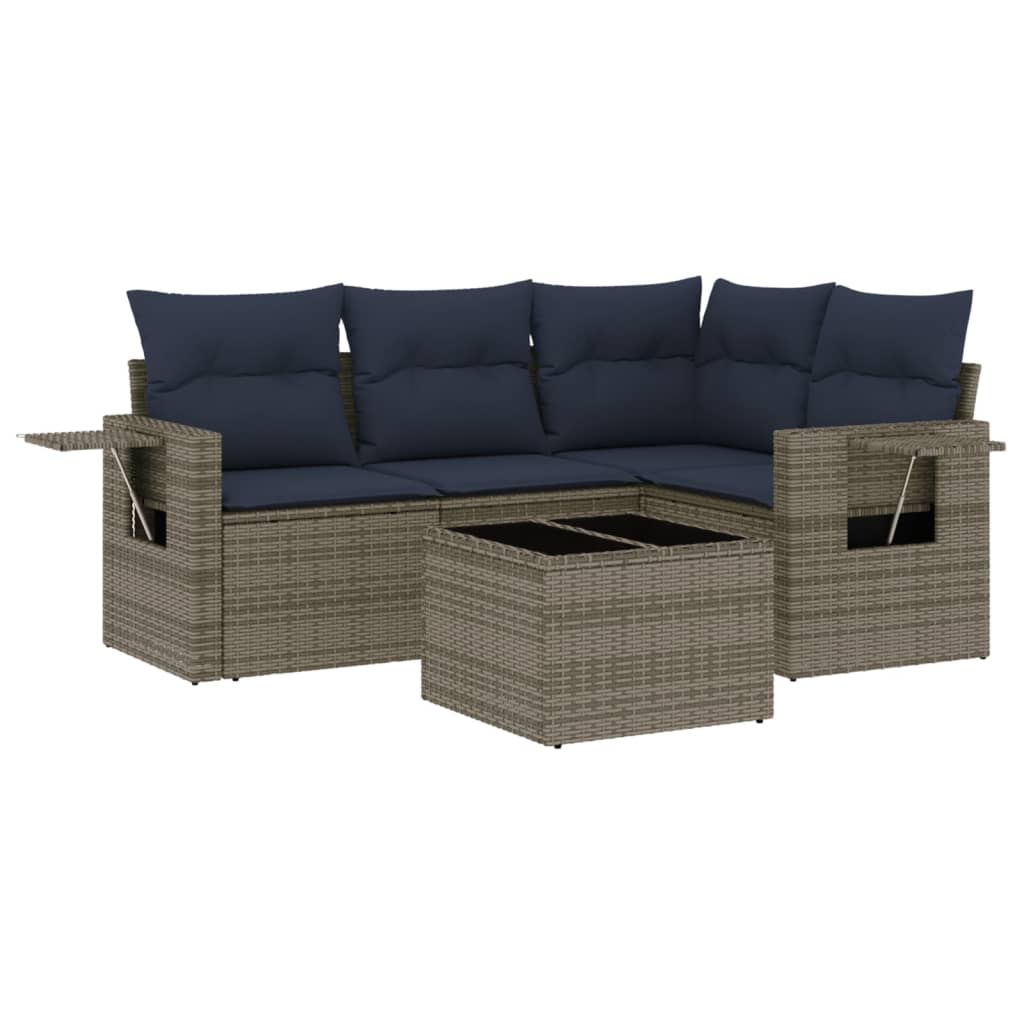 Set Divani da Giardino 5 pz con Cuscini in Polyrattan