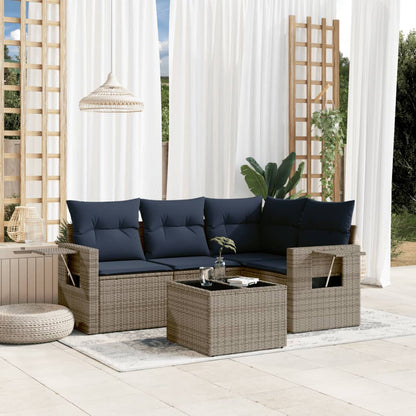 Set Divani da Giardino 5 pz con Cuscini in Polyrattan