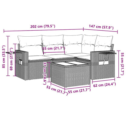 Set Divano da Giardino 5pz con Cuscini Grigio Chiaro Polyrattan - homemem39