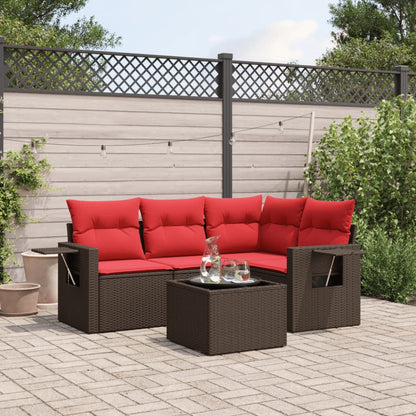 Set Divani da Giardino 5 pz con Cuscini in Polyrattan